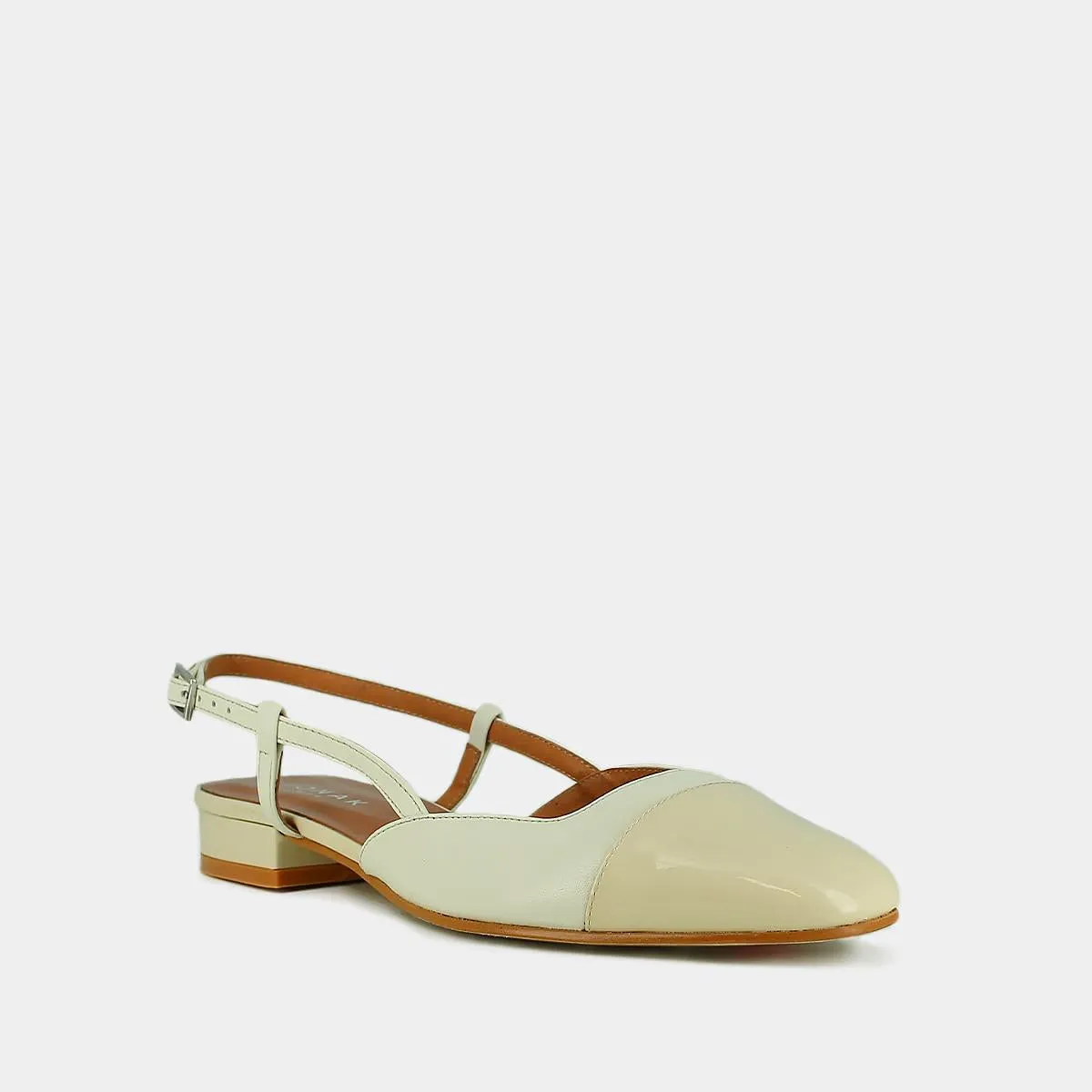 264- Dhapou Vernis/cuir Ecru-ecru