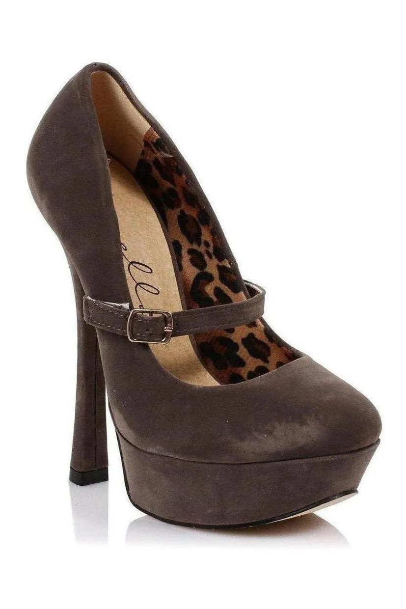 633-PAYTON-V Platform Pump | Grey Faux Leather