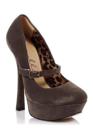 633-PAYTON-V Platform Pump | Grey Faux Leather