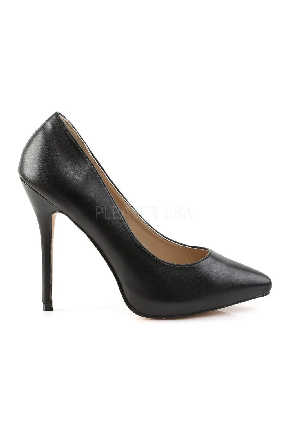 AMUSE-20 Pump  | Black Faux Leather