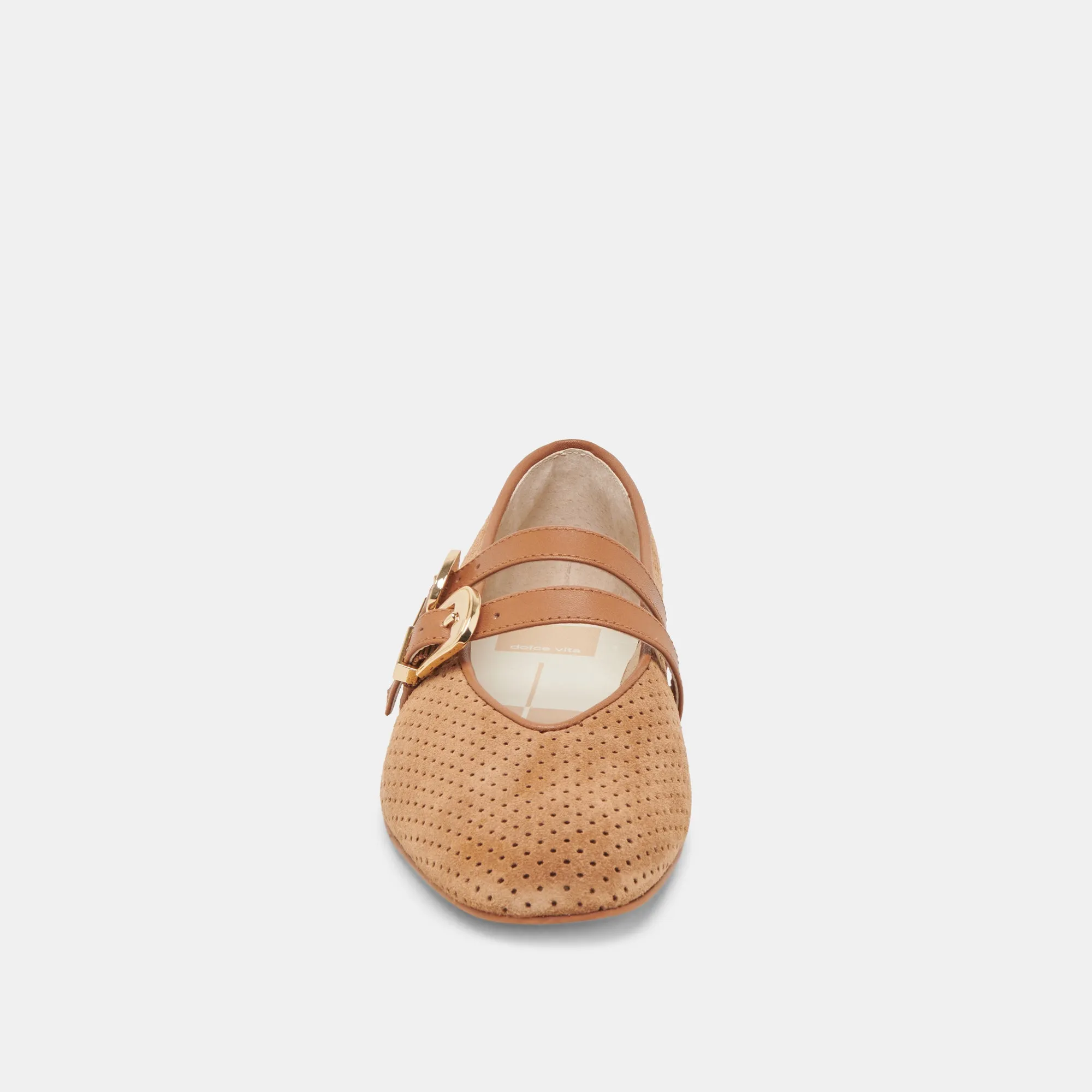 BAYLEE WIDE BALLETS FLATS PECAN PERFORATED SUEDE