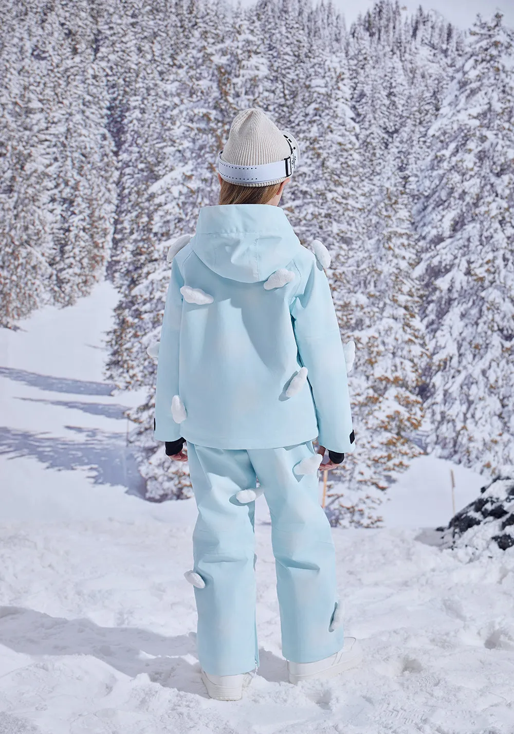 [Blue Stereo Glowing Clouds] Windproof and Waterproof Ski Suit For Children
