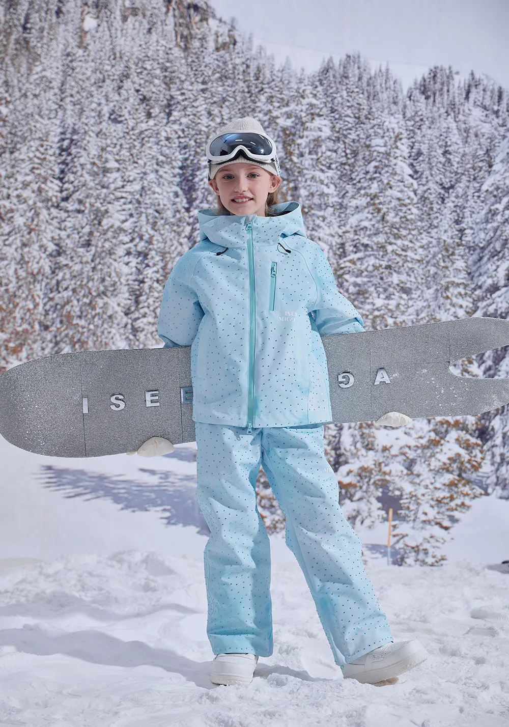 [Blue Stereo Glowing Clouds] Windproof and Waterproof Ski Suit For Children