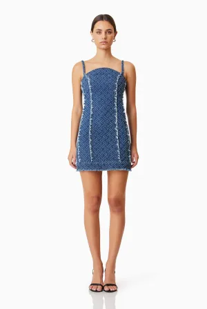 Cora Denim Mini Dress In Blue