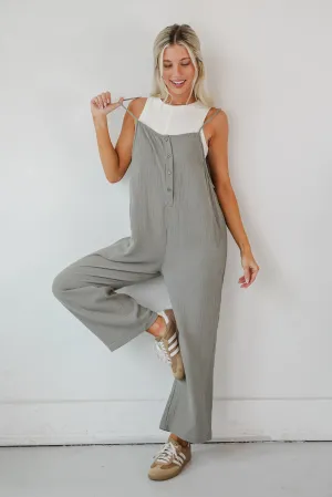 Enticing Darling Sage Linen Jumpsuit