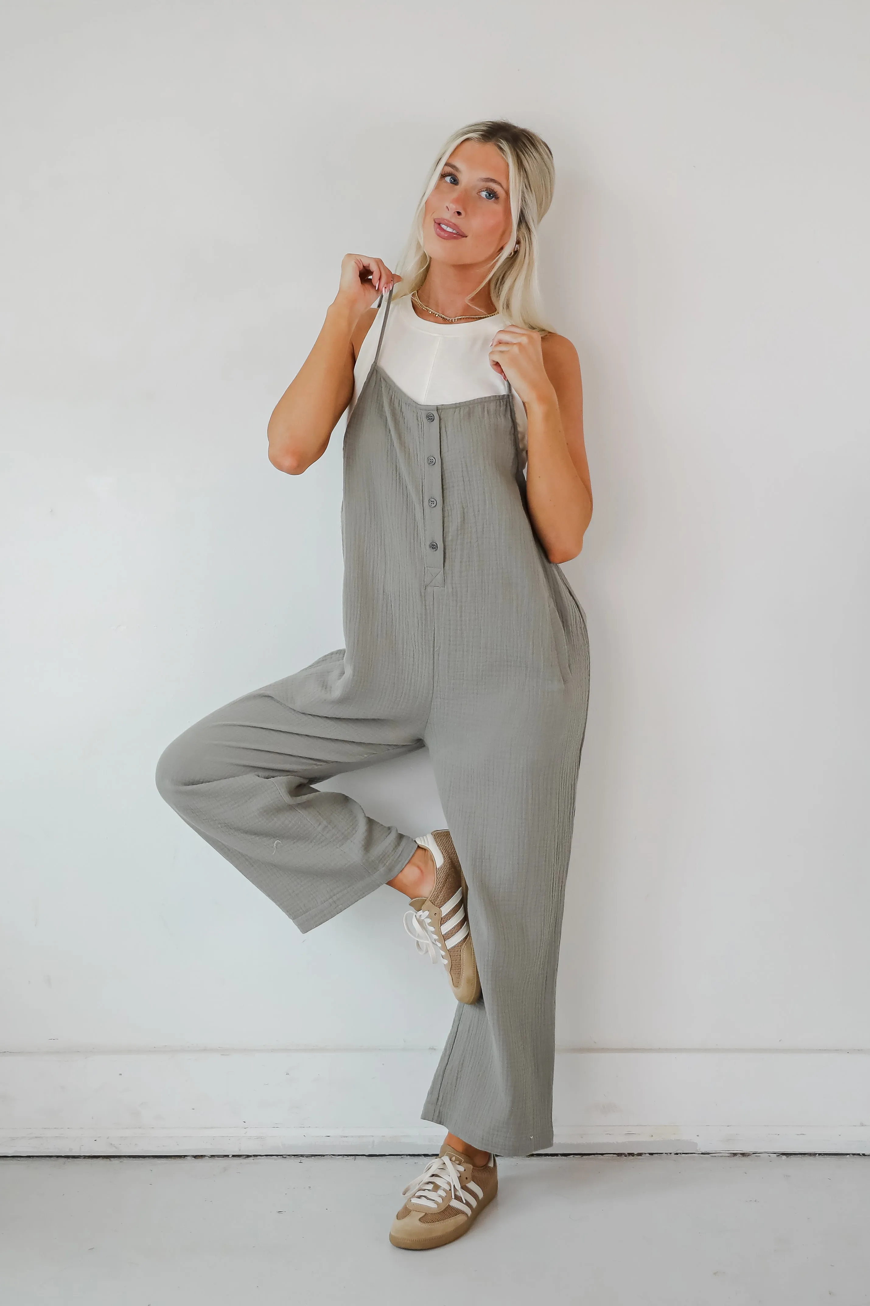 Enticing Darling Sage Linen Jumpsuit