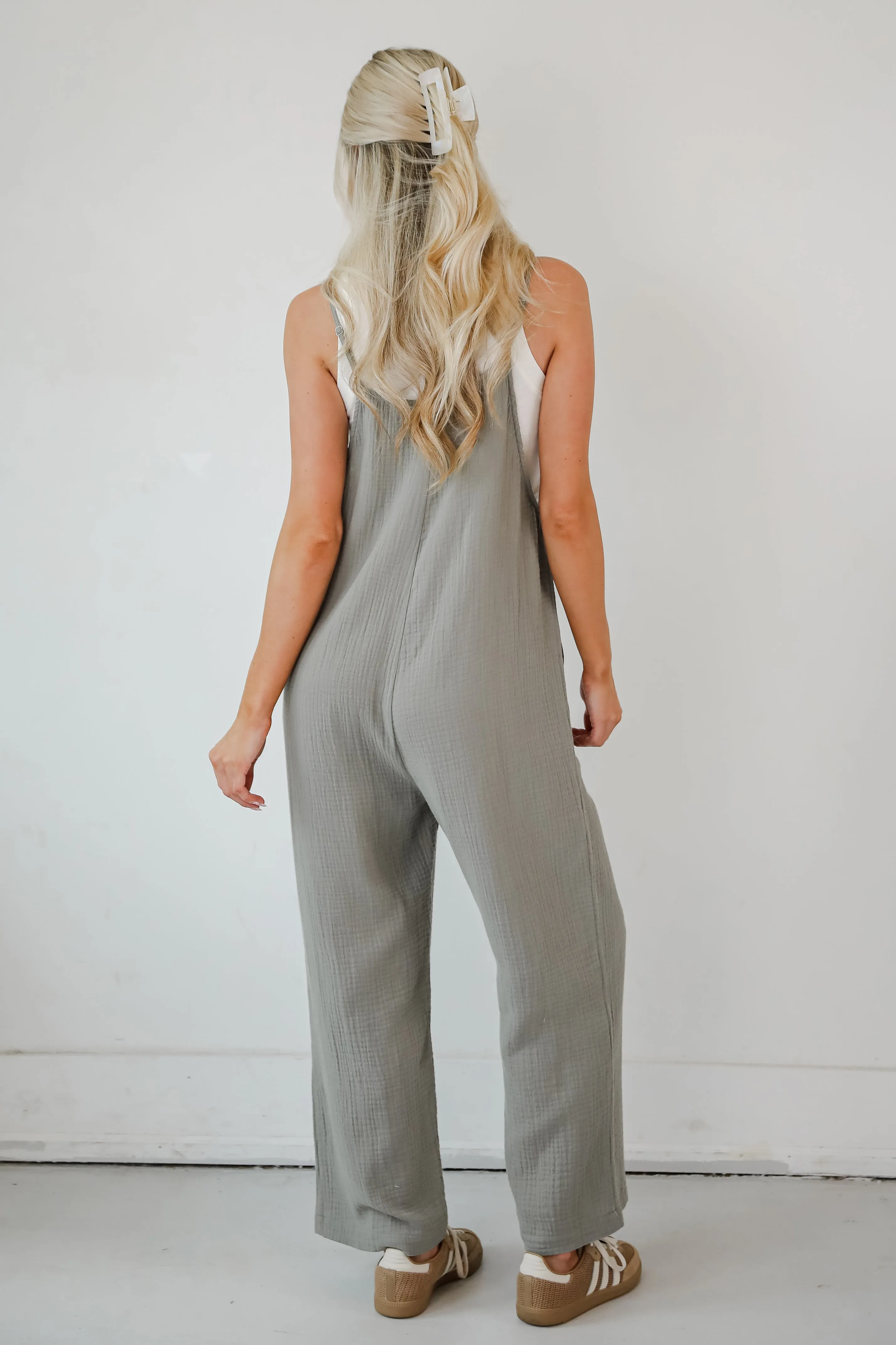 Enticing Darling Sage Linen Jumpsuit