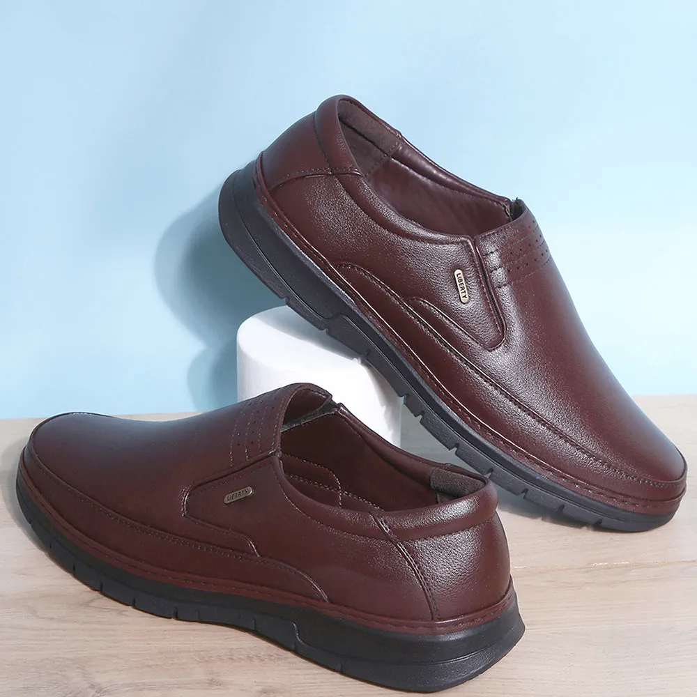 Fortune (Brown) Formal Slip on Shoes For Men ER-34 By Liberty