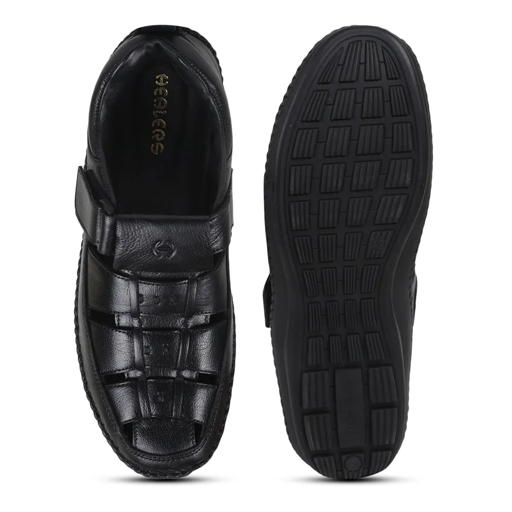 Healers Casual Black Sandal For Men VCL-39 By Liberty