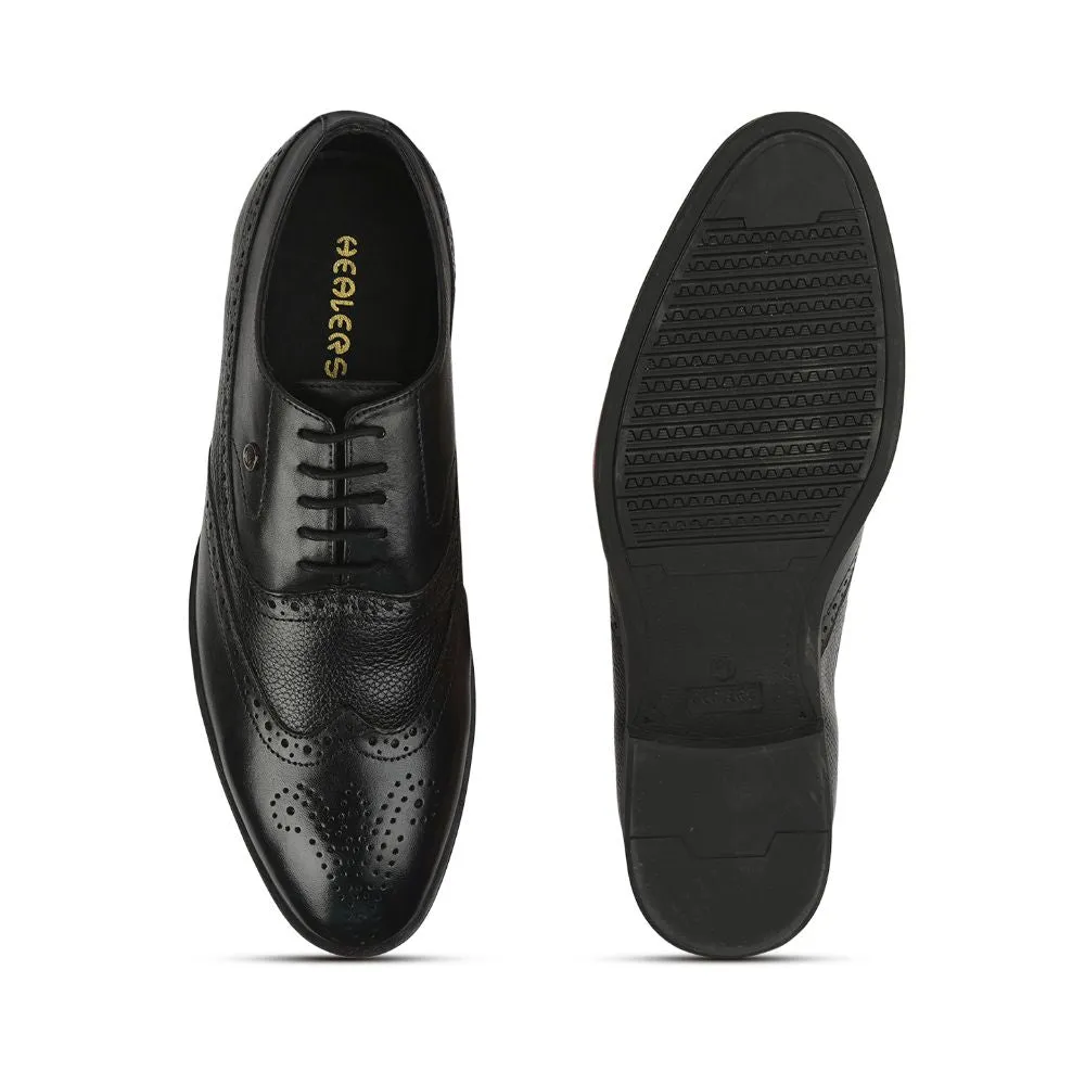Healers Formal Black Lacing Brogue Shoes For Men AV-20 By Liberty