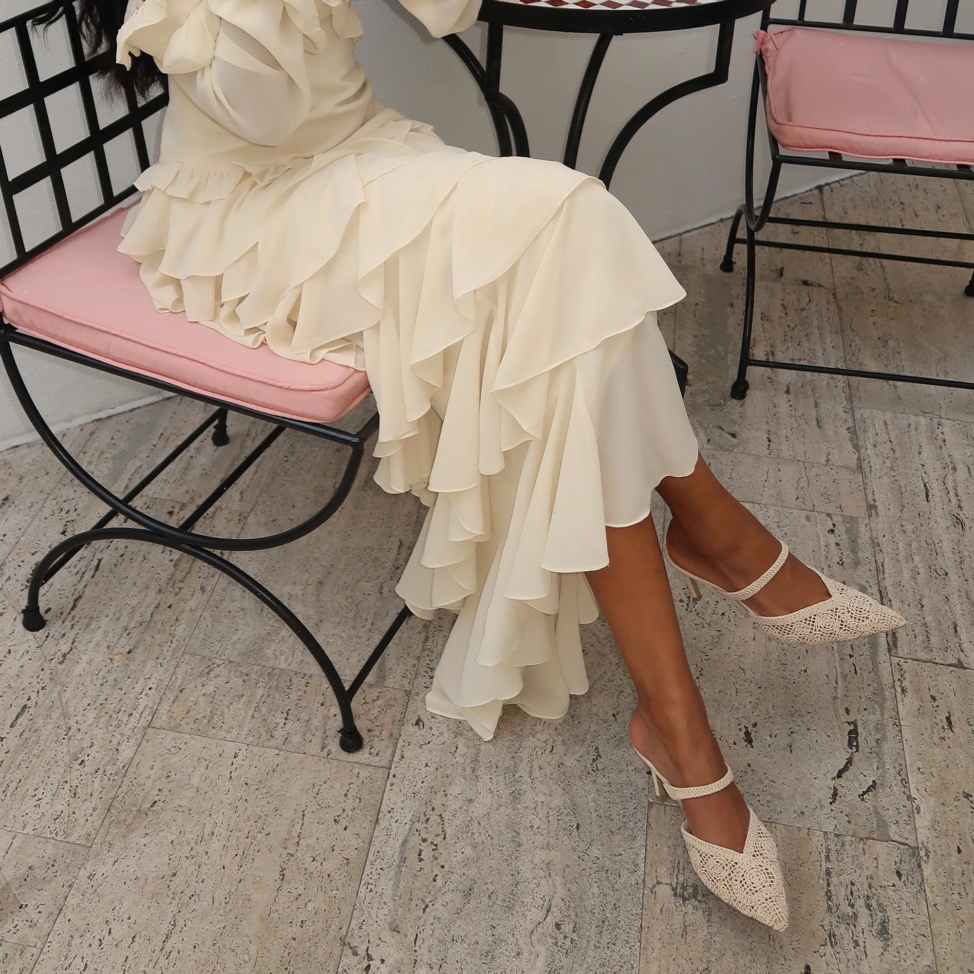 KASSY HEELS NATURAL MACRAME