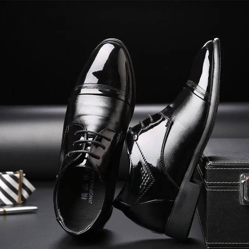 Leather Non Slip Pointed Toe High Heel Classical Business Dress Men Dress Shoes