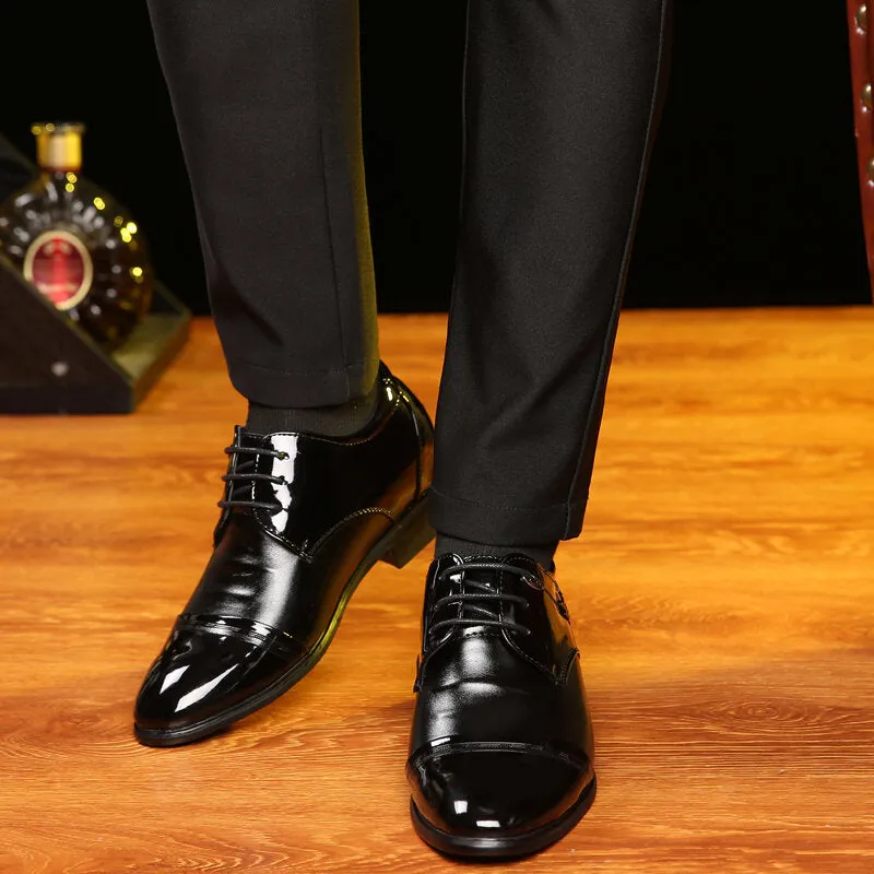 Leather Non Slip Pointed Toe High Heel Classical Business Dress Men Dress Shoes