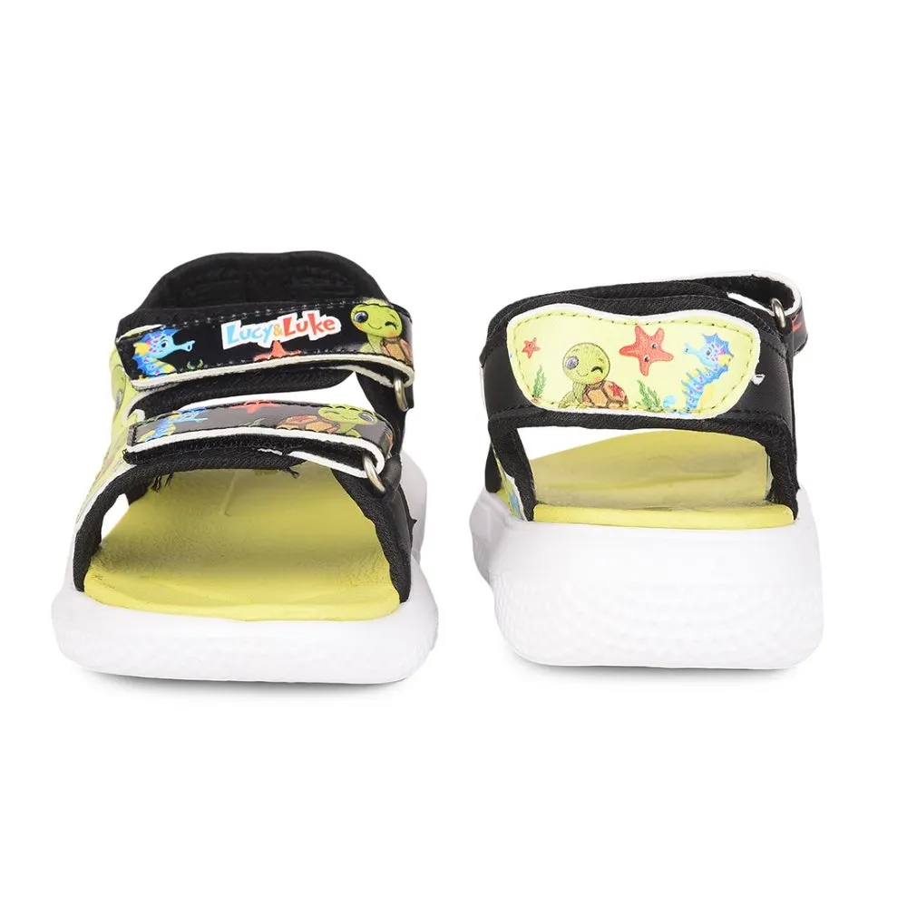 Lucy & Luke Black Casual Sandal For Kids HIPPO-51 By Liberty