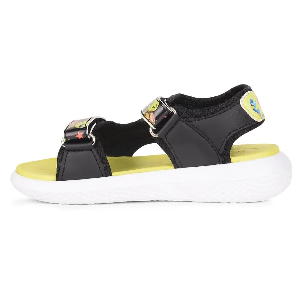 Lucy & Luke Black Casual Sandal For Kids HIPPO-51 By Liberty