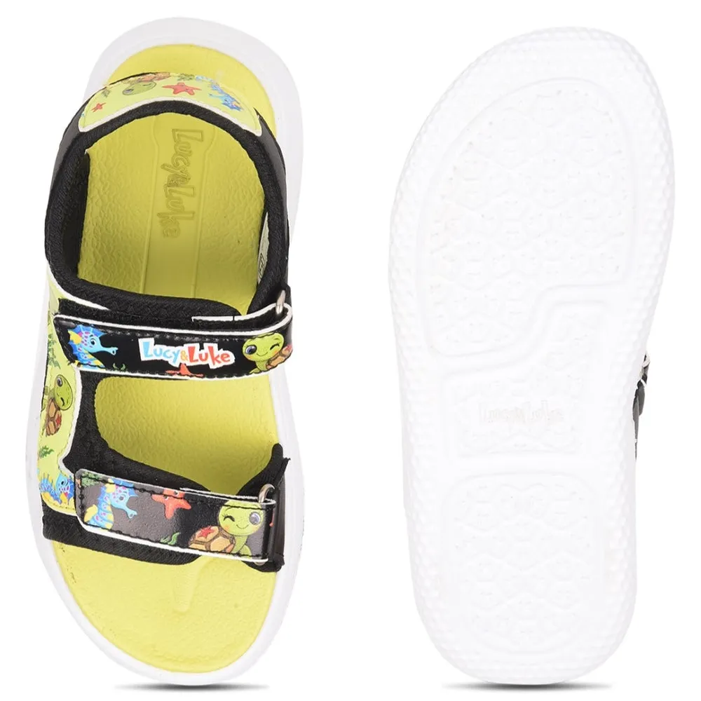 Lucy & Luke Black Casual Sandal For Kids HIPPO-51 By Liberty