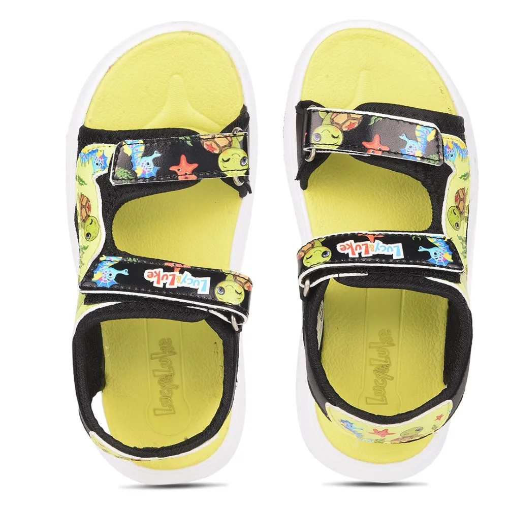 Lucy & Luke Black Casual Sandal For Kids HIPPO-51 By Liberty