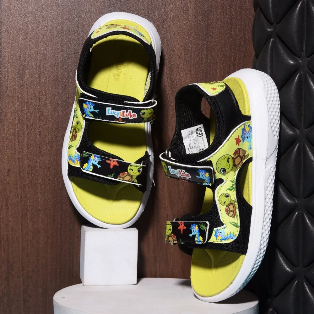 Lucy & Luke Black Casual Sandal For Kids HIPPO-51 By Liberty