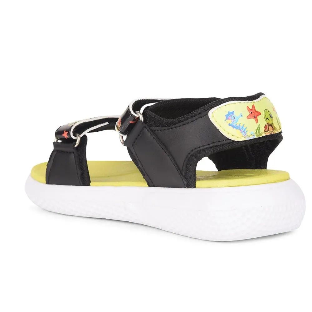 Lucy & Luke Black Casual Sandal For Kids HIPPO-51 By Liberty