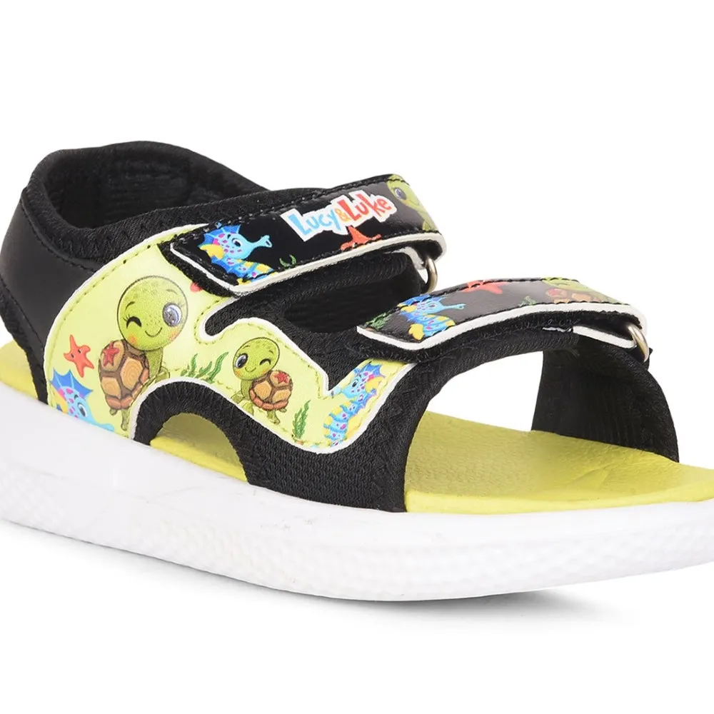 Lucy & Luke Black Casual Sandal For Kids HIPPO-51 By Liberty