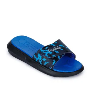 Lucy & Luke Blue Casual Slides For Kids HIPPO-8T By Liberty