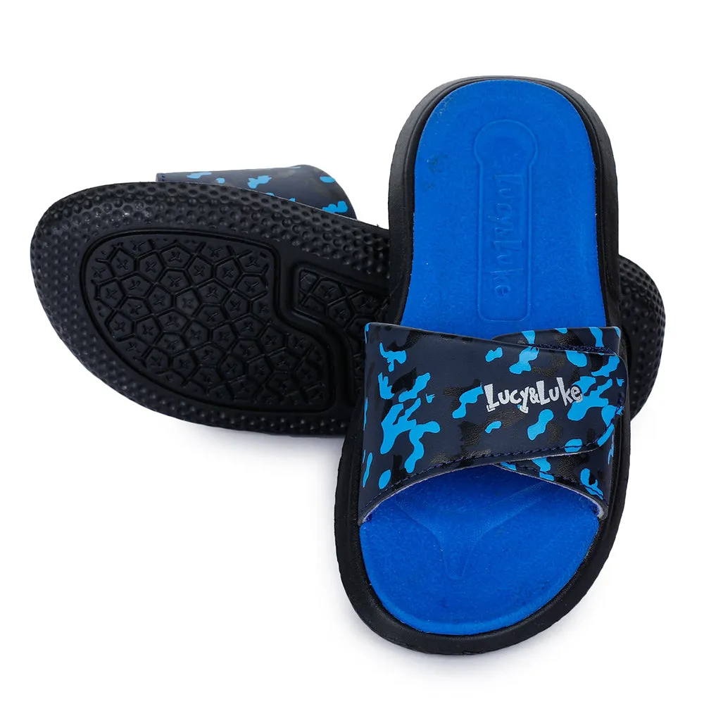 Lucy & Luke Blue Casual Slides For Kids HIPPO-8T By Liberty