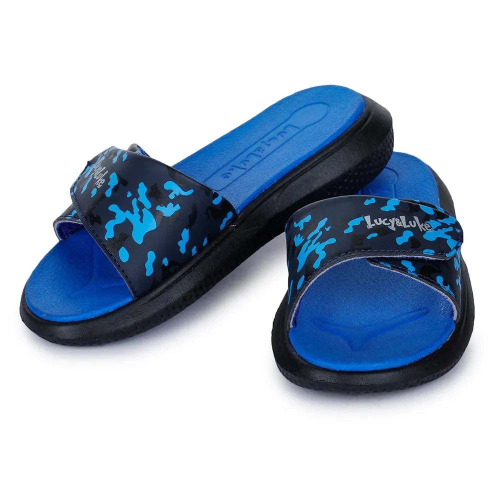 Lucy & Luke Blue Casual Slides For Kids HIPPO-8T By Liberty