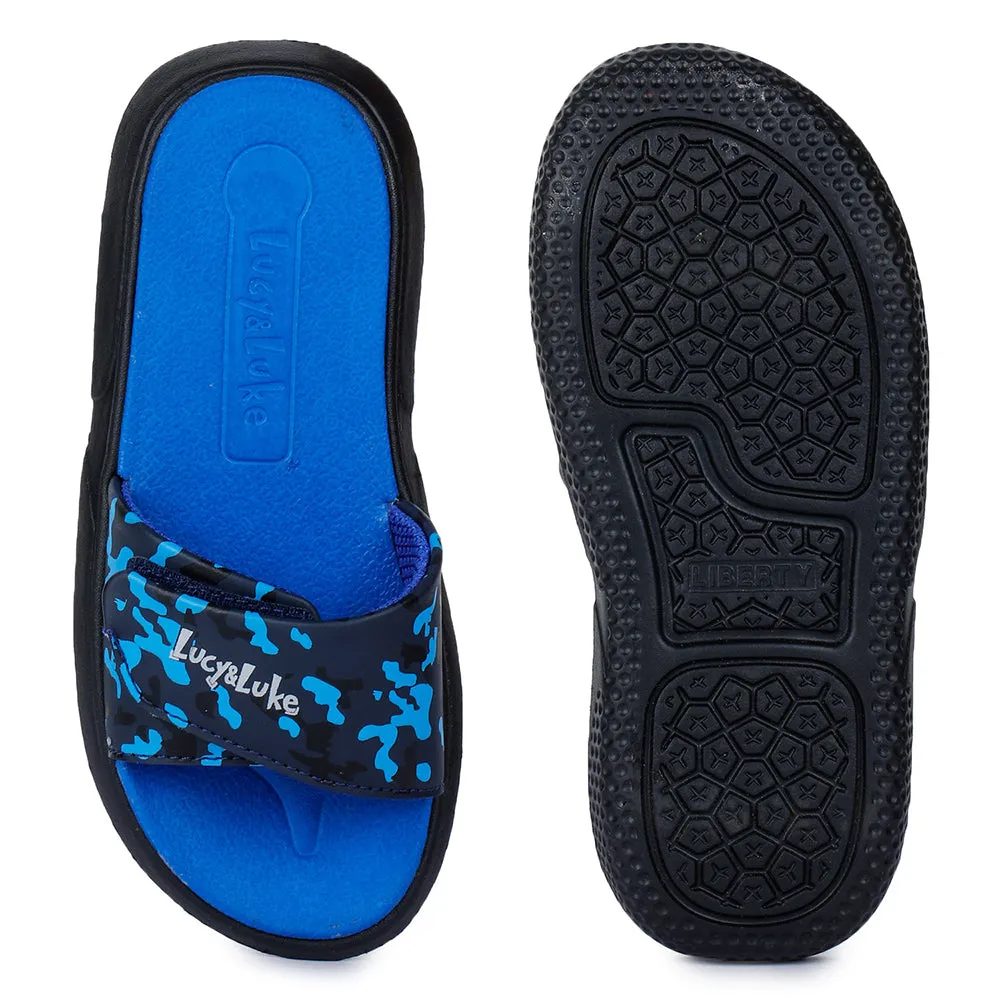 Lucy & Luke Blue Casual Slides For Kids HIPPO-8T By Liberty