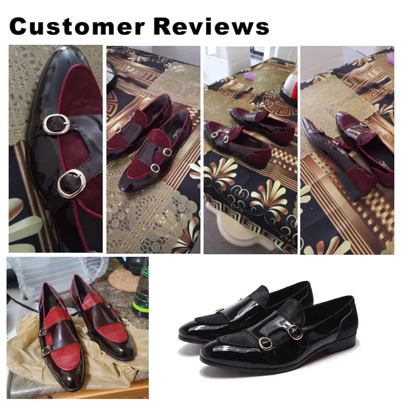 Men Loafers Gentlemen Wine Red Dress Shoes