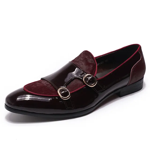 Men Loafers Gentlemen Wine Red Dress Shoes