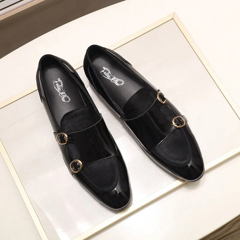 Men Loafers Gentlemen Wine Red Dress Shoes