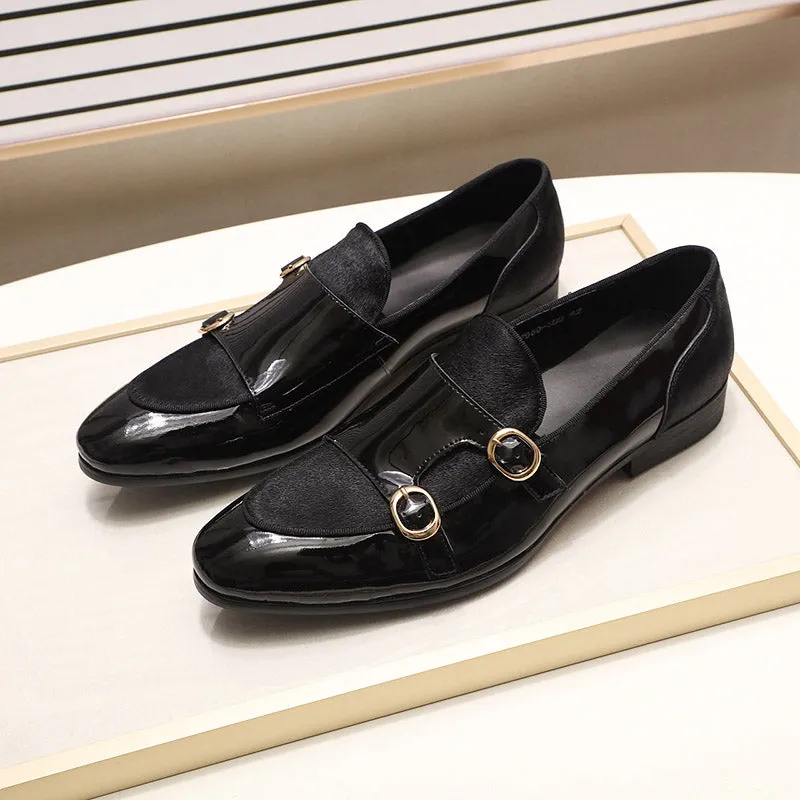 Men Loafers Gentlemen Wine Red Dress Shoes