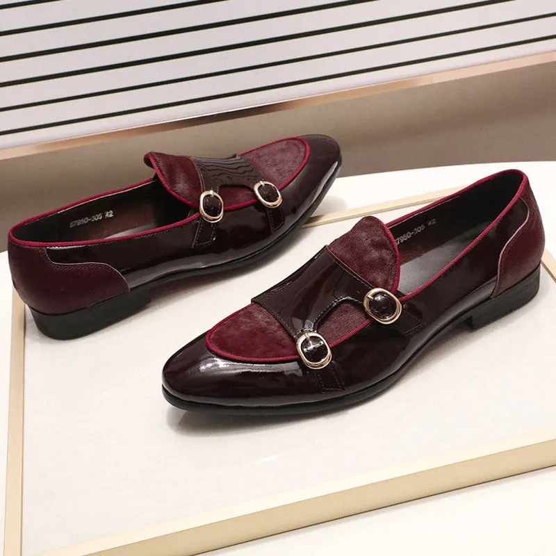 Men Loafers Gentlemen Wine Red Dress Shoes