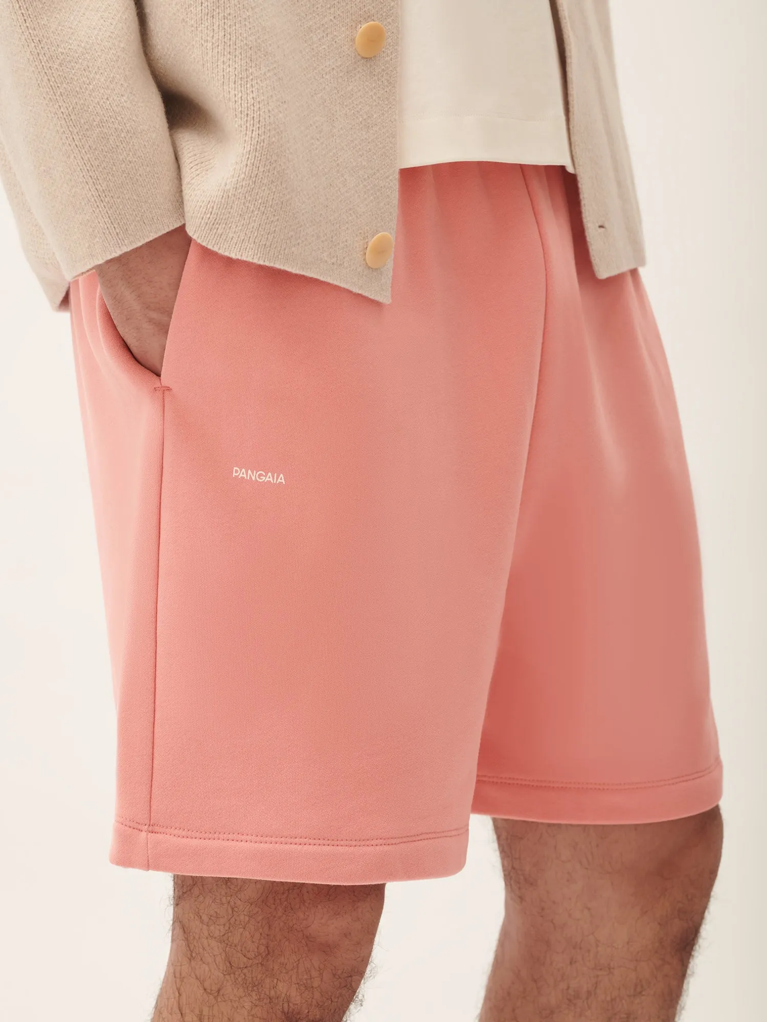 Mens 365 Midweight Mid Length Shorts—Dewy Rose