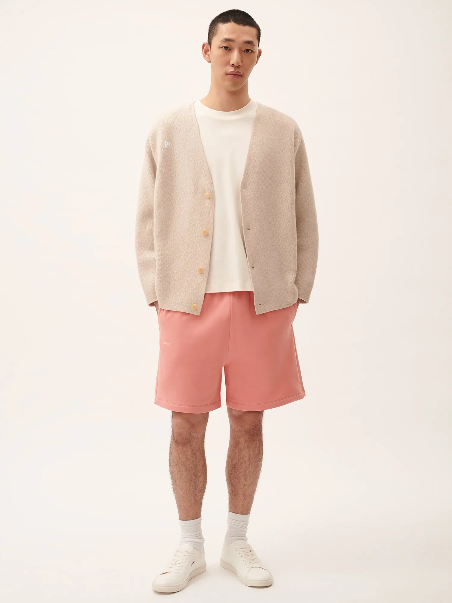 Mens 365 Midweight Mid Length Shorts—Dewy Rose