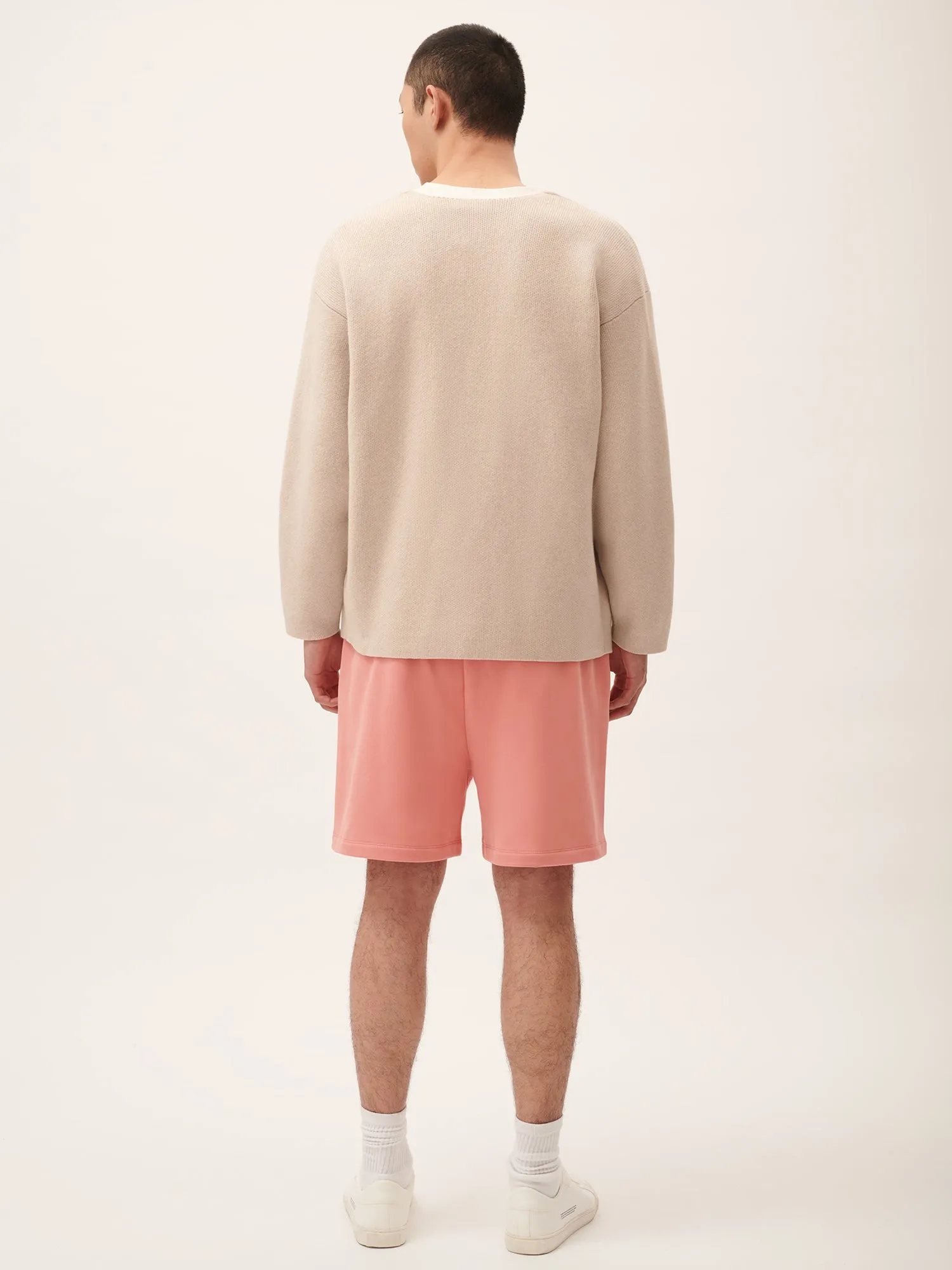 Mens 365 Midweight Mid Length Shorts—Dewy Rose