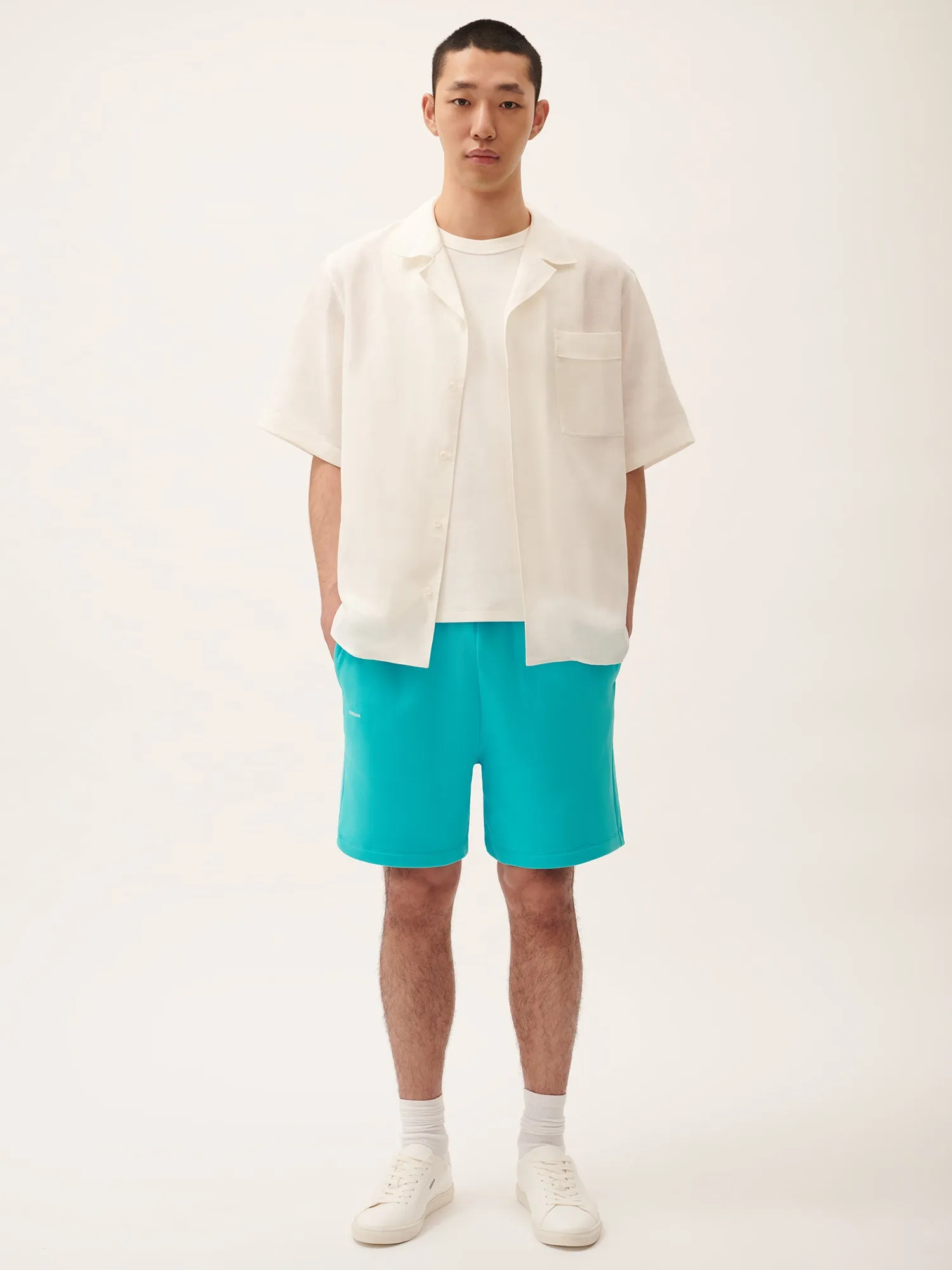 Mens 365 Midweight Mid Length Shorts—Ocean Turquoise