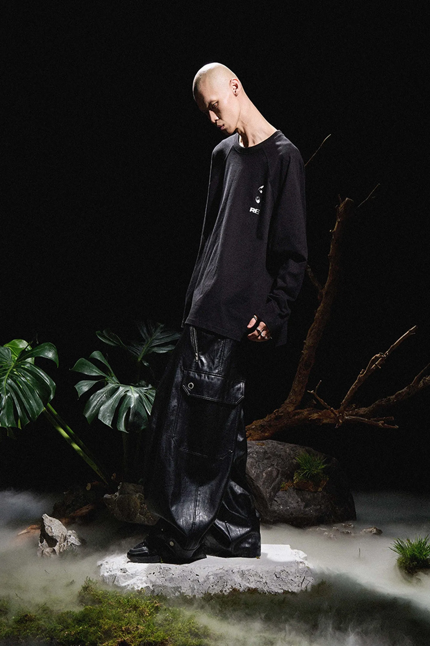Pleated Tapered Leather Pants