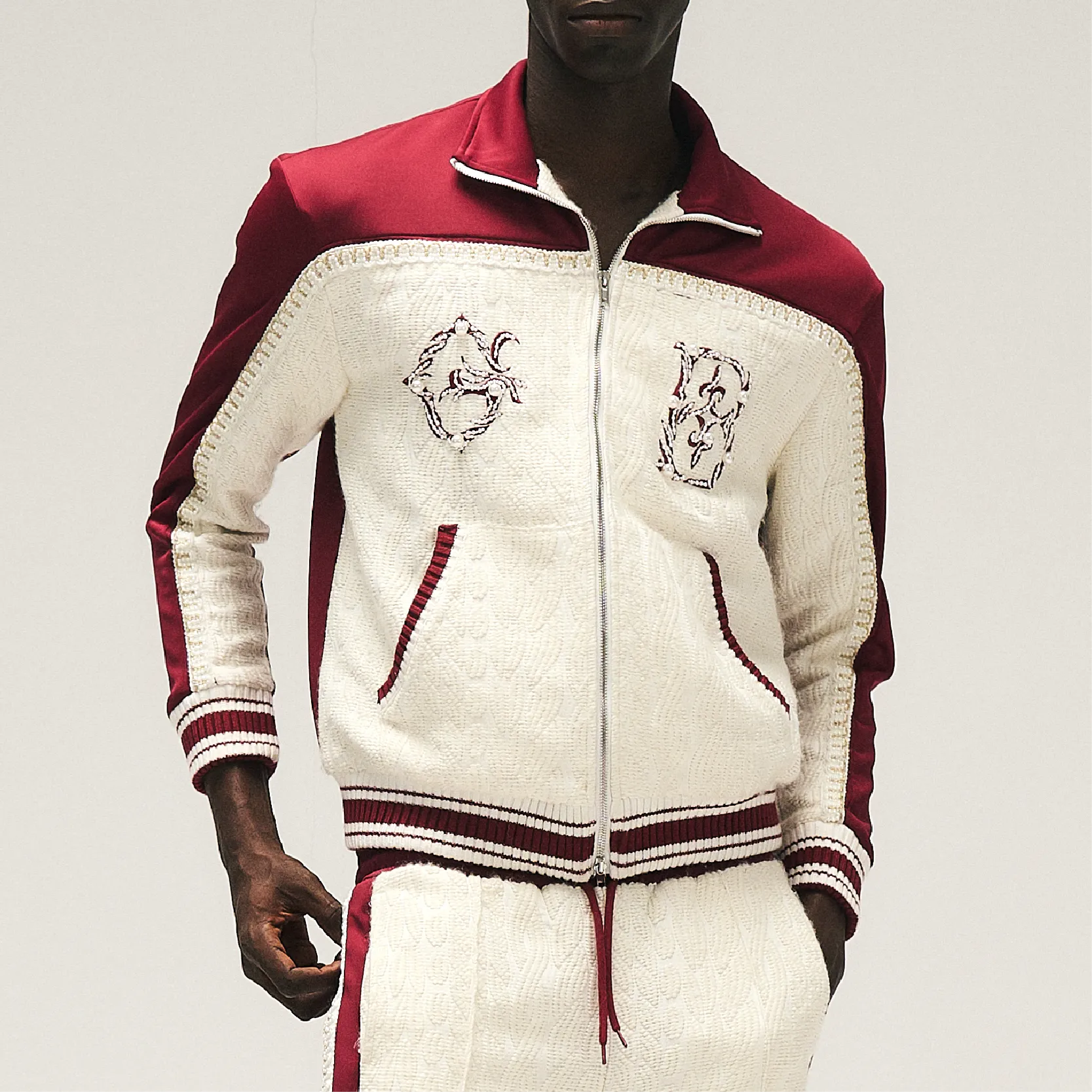 RAP STAR SERIES Dark Red Pearl Jacquard Sport Set