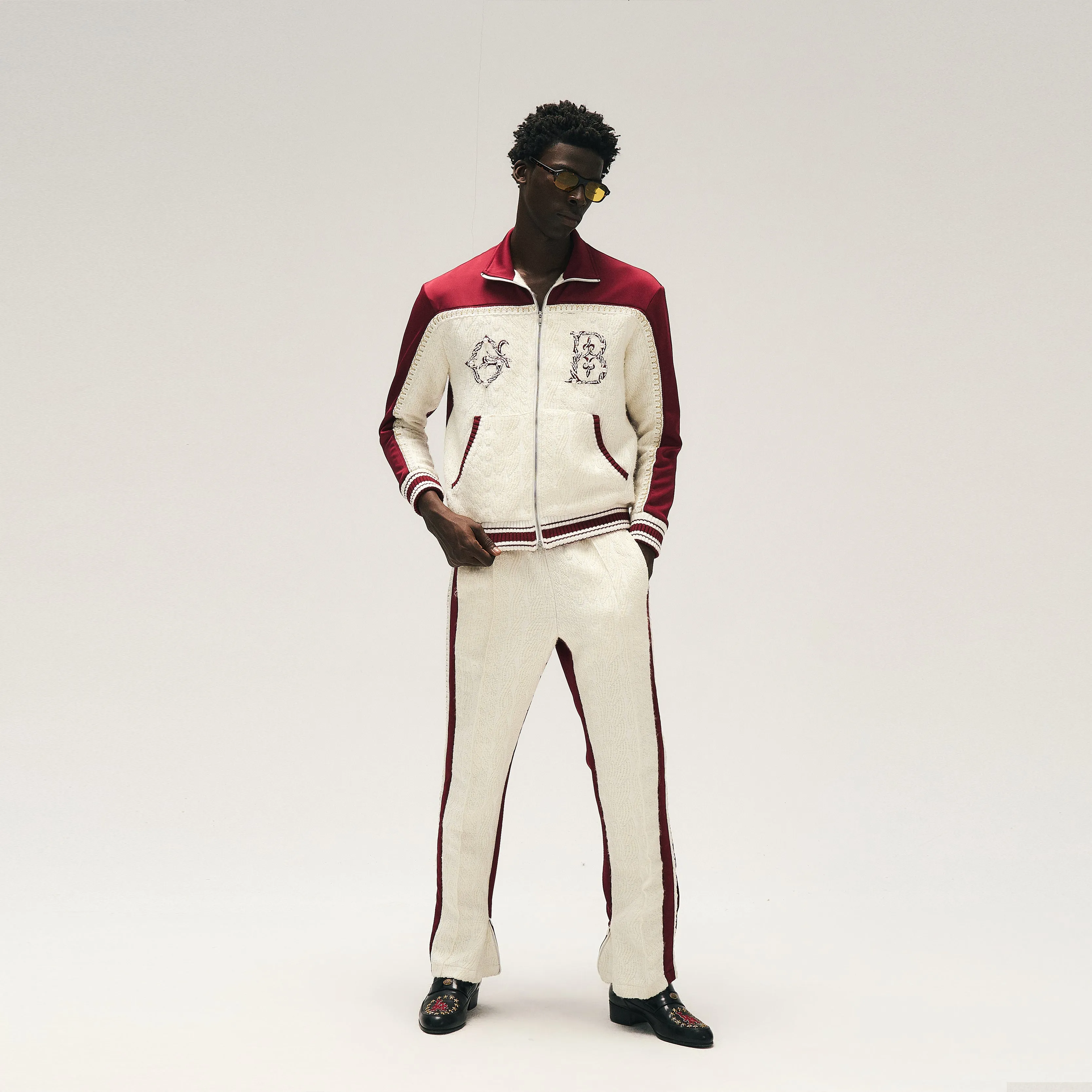 RAP STAR SERIES Dark Red Pearl Jacquard Sport Set