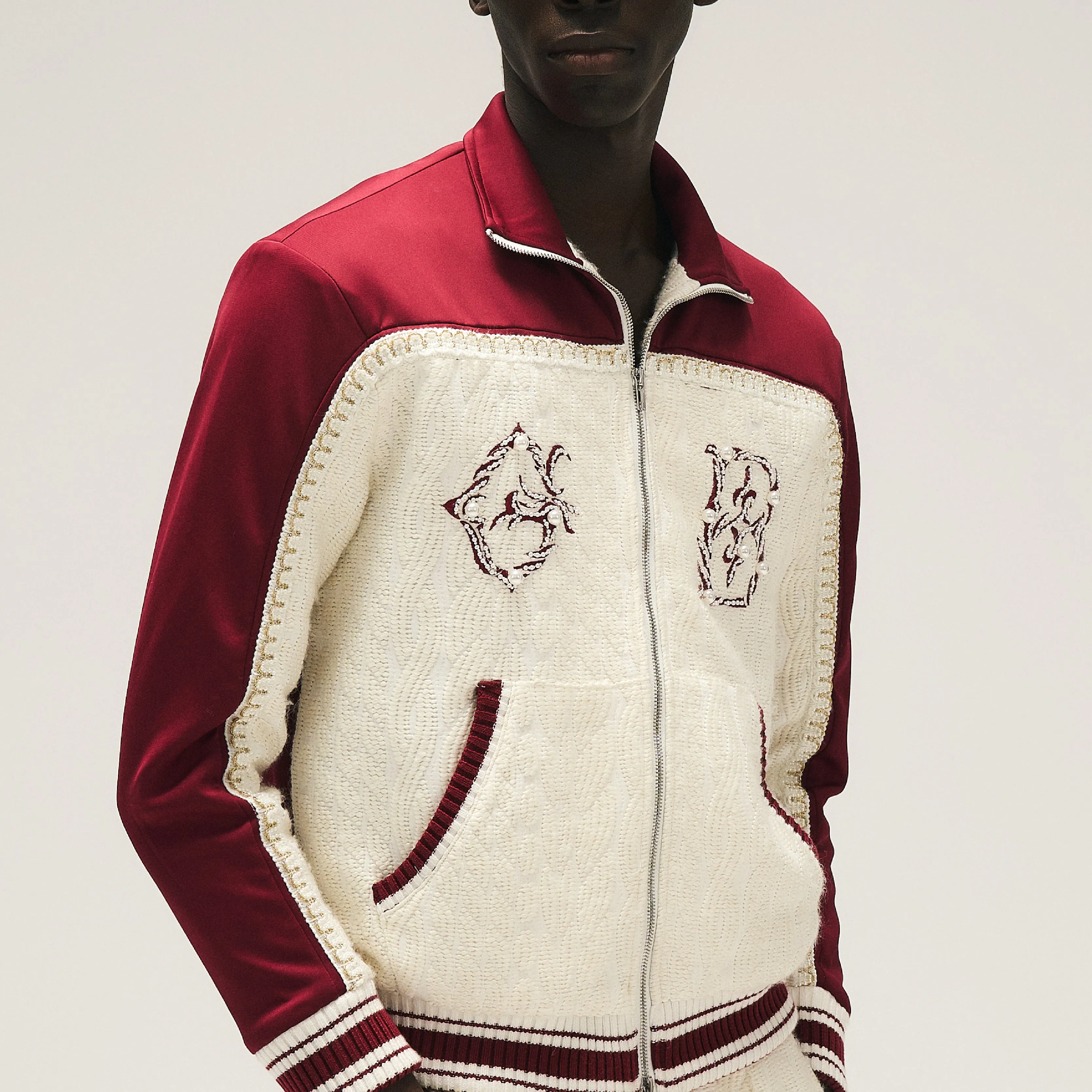 RAP STAR SERIES Dark Red Pearl Jacquard Sport Set