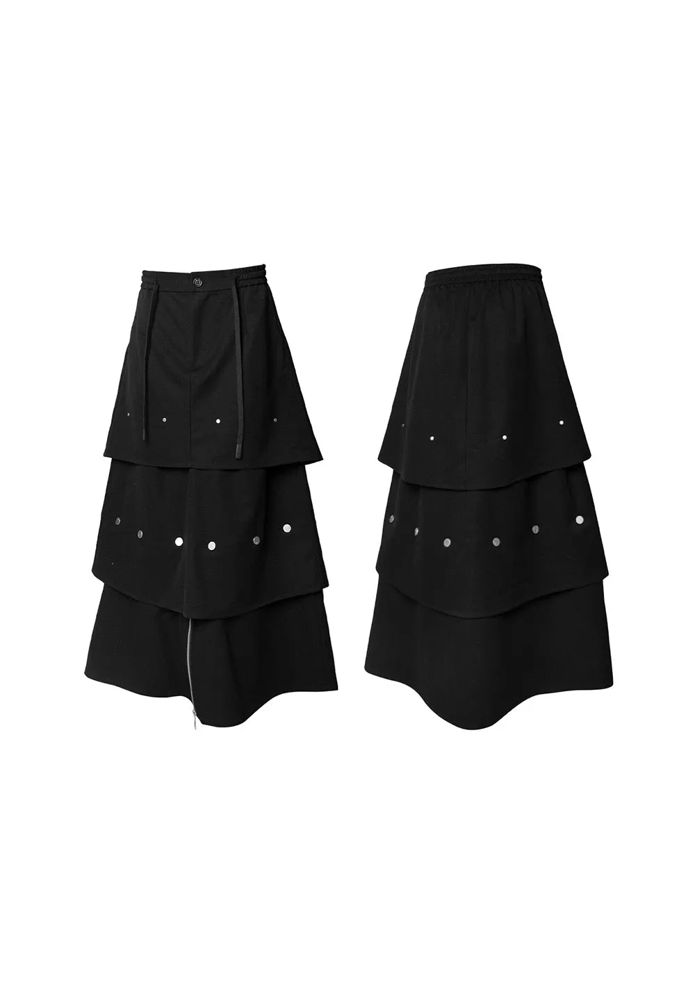 RELABEL Neutral Layered Studded Button Detachable Suit Long Skirt