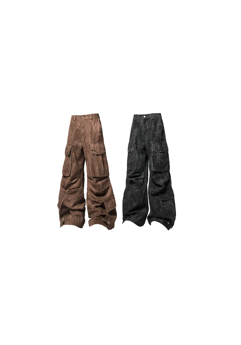 RELABEL Washed Multi-Pocket Gunmetal Pants