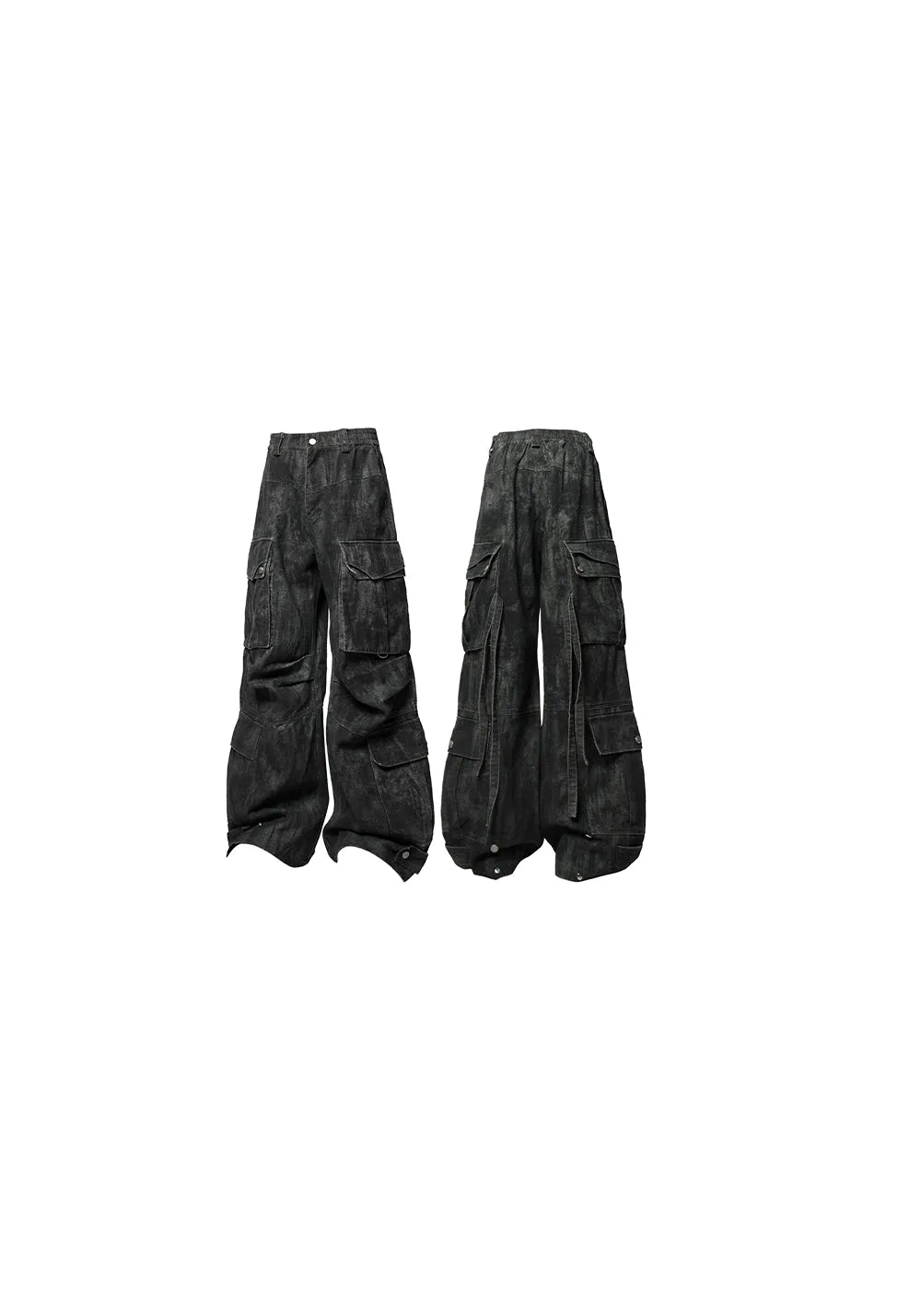 RELABEL Washed Multi-Pocket Gunmetal Pants