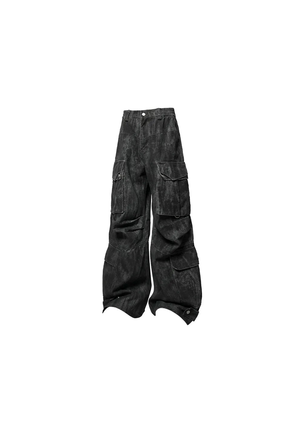 RELABEL Washed Multi-Pocket Gunmetal Pants