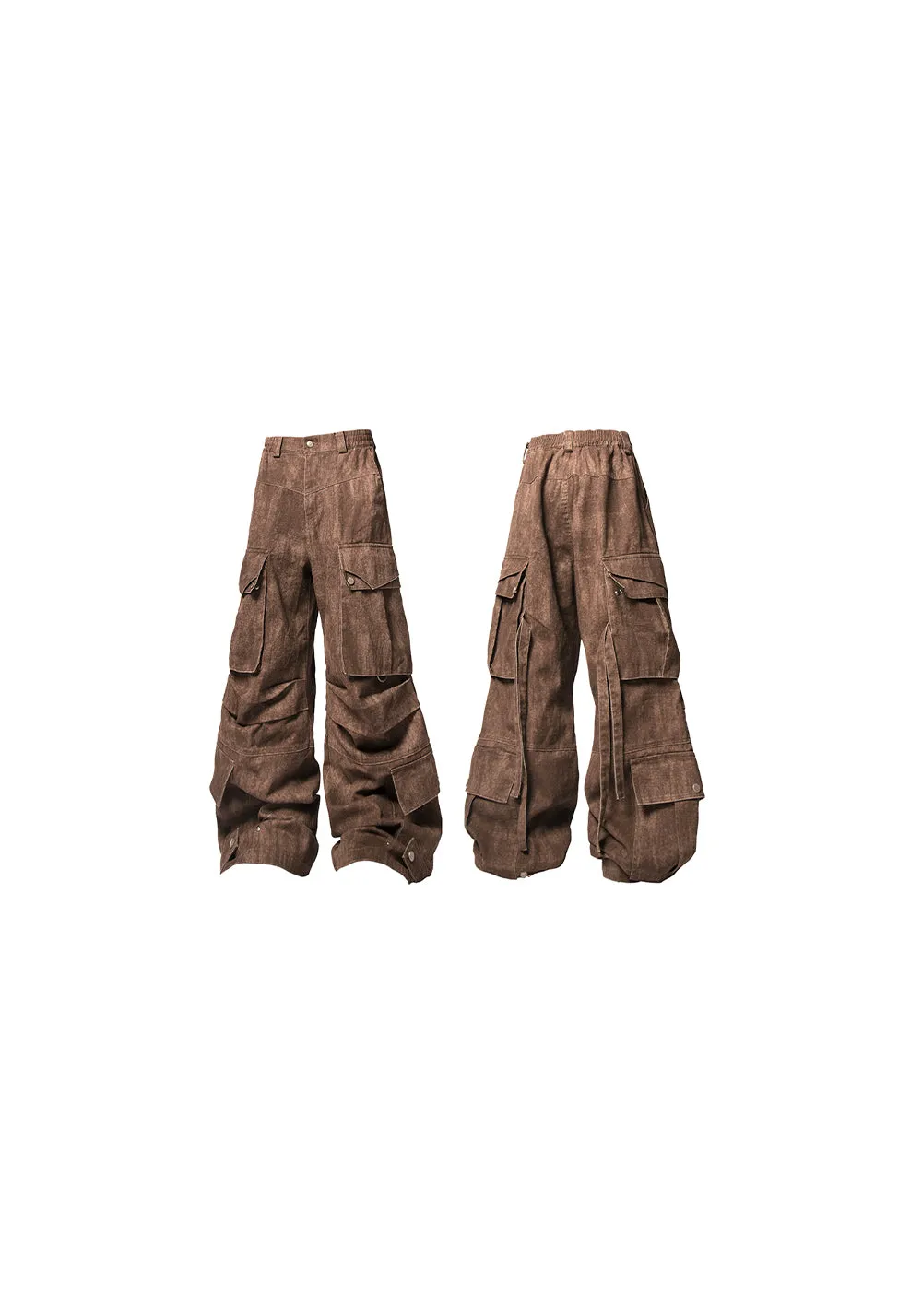 RELABEL Washed Multi-Pocket Gunmetal Pants