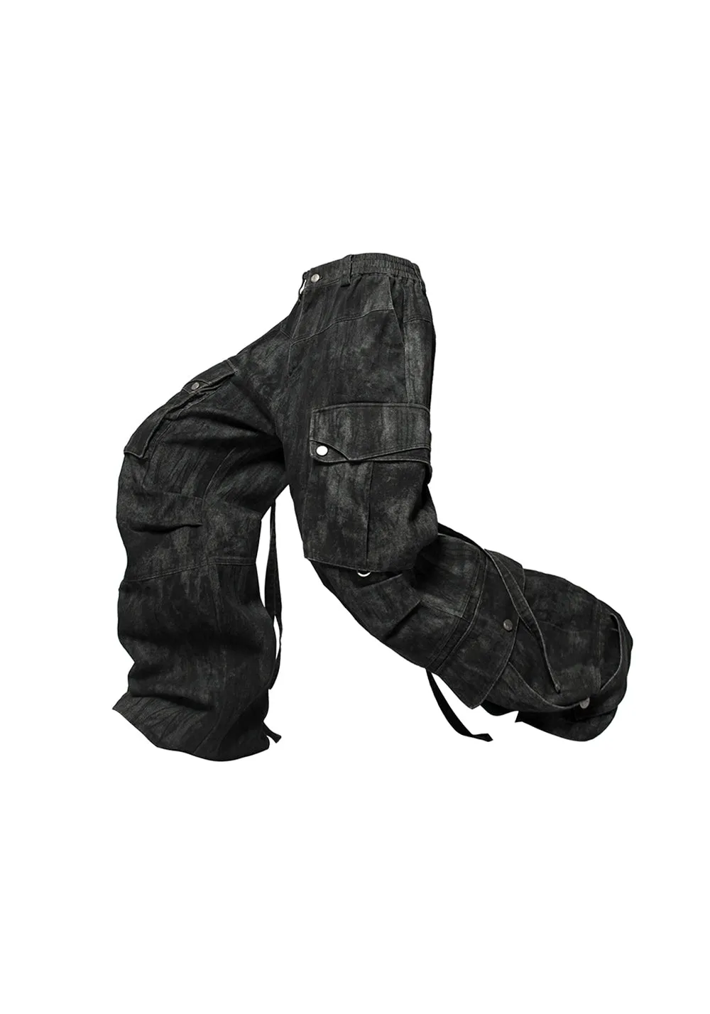 RELABEL Washed Multi-Pocket Gunmetal Pants