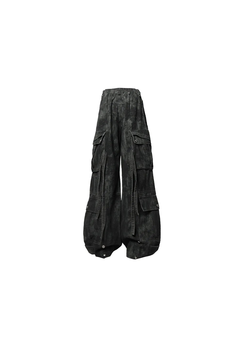 RELABEL Washed Multi-Pocket Gunmetal Pants