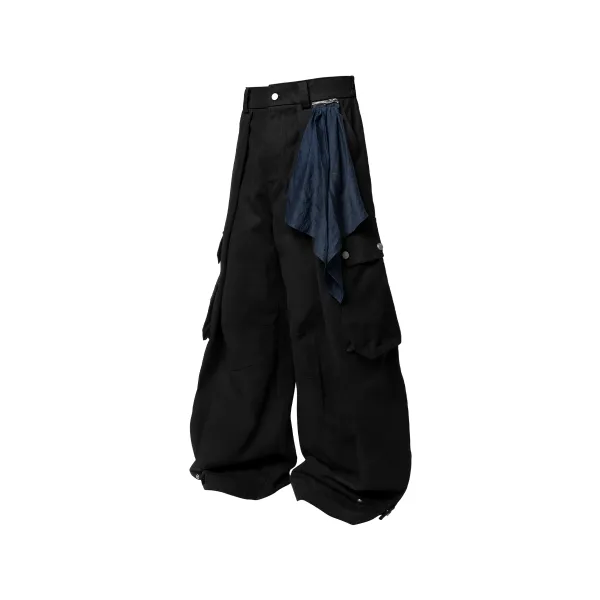 Removable Scarf Pleated Silhouette Trousers