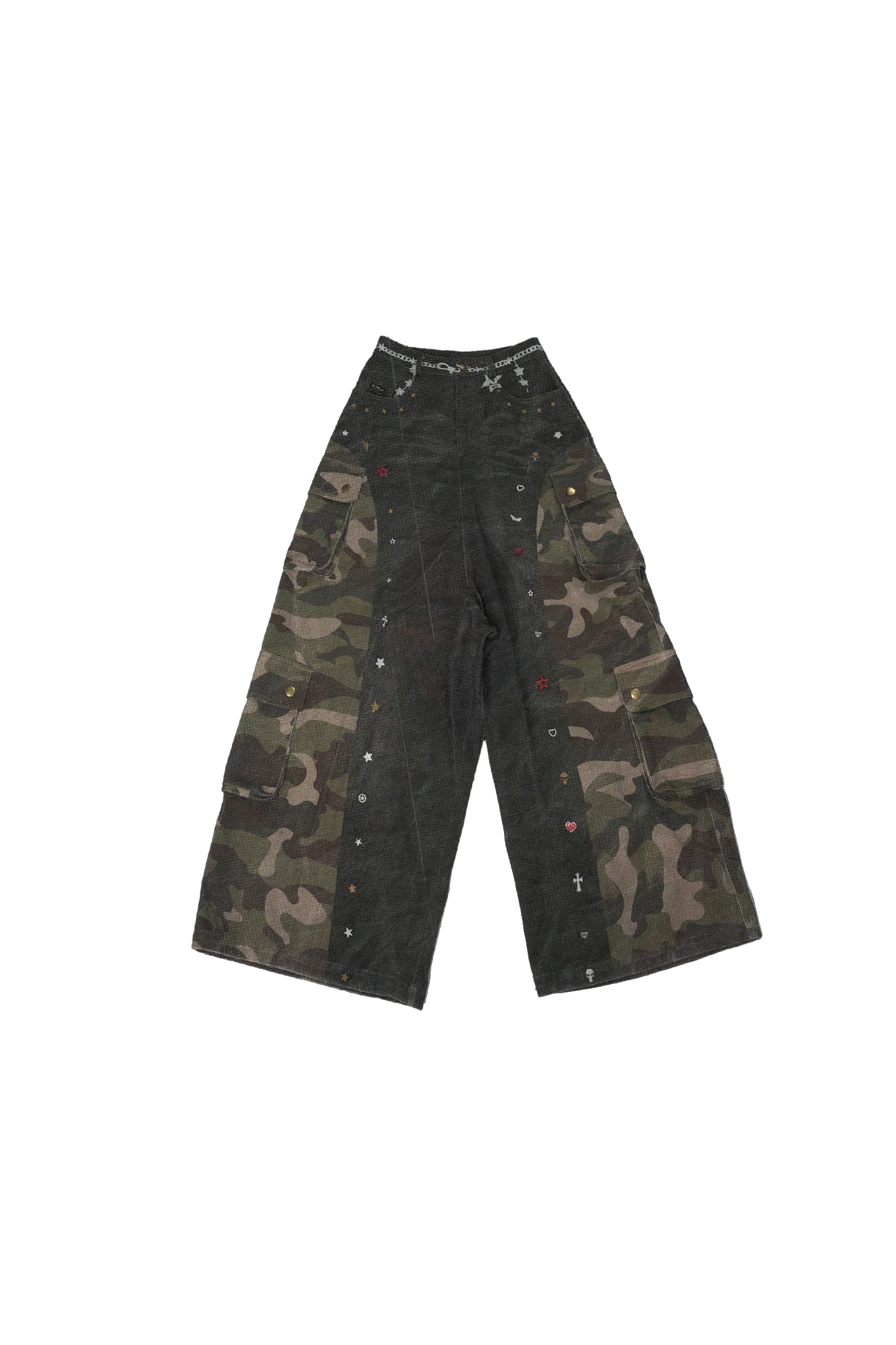 Rhinestone Camo Washed Overalls